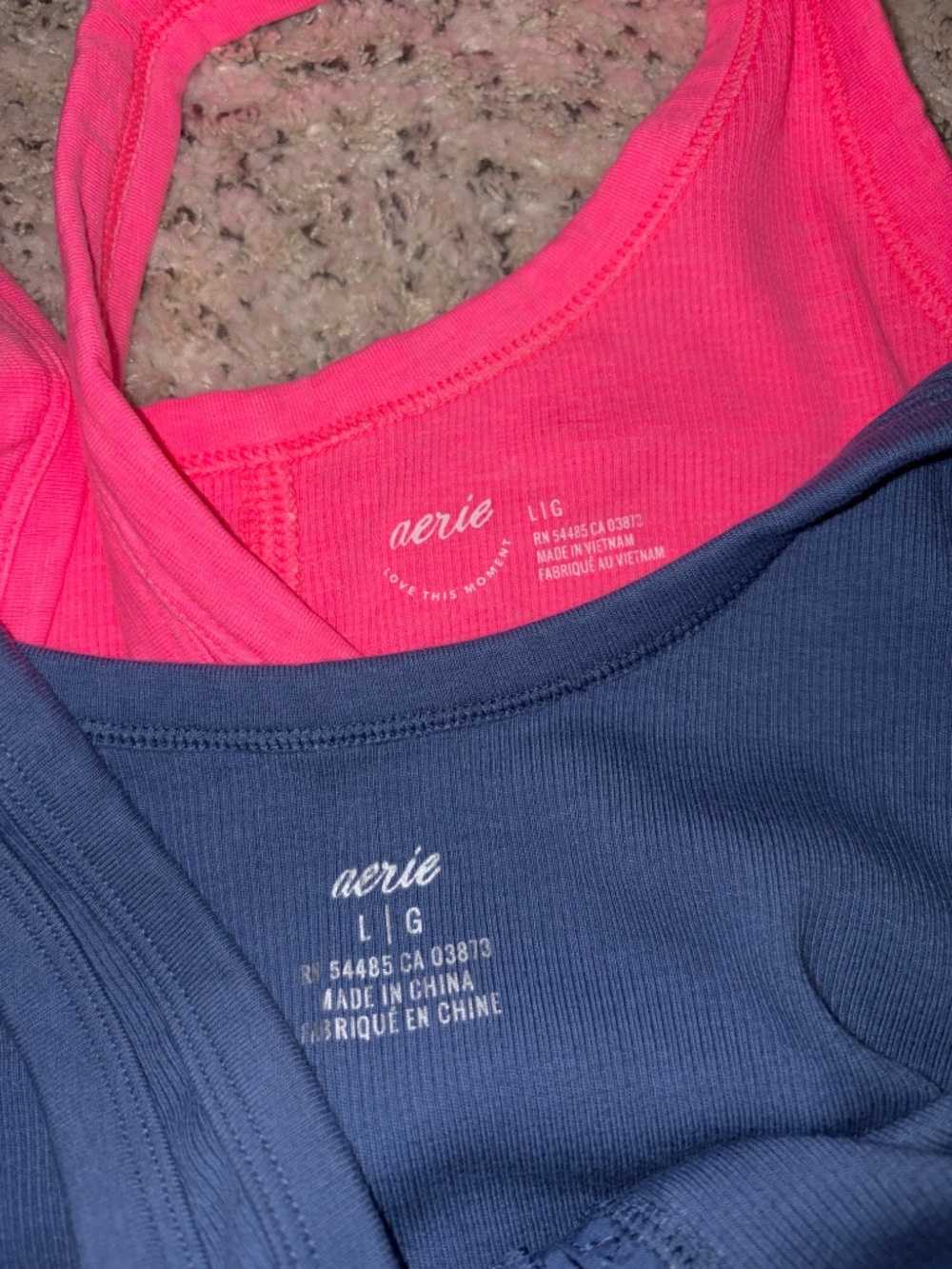 AERIE 2 tank tops // hot pink & blue